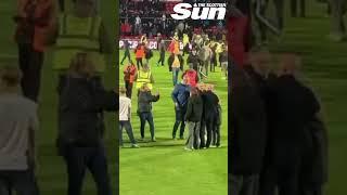 Moment David Martindale swarmed by Livingston fans during wild promotion party celebrations