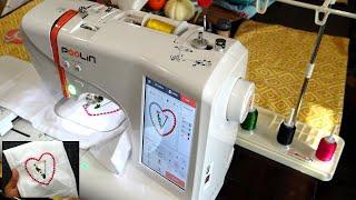 Poolin Embroidery Machine Tutorial! Using Built In Design & Going Through the Features!