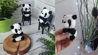 Mini panda crochet keychain, free mk panda crochet 9 cm