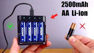 These 1.5 V AA Lithium ion Rechargeable Batteries with Charger are 2500mAh EACH