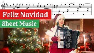 Feliz Navidad  (ADVANCED ACCORDION VERSION with SHEET MUSIC) piano accordion