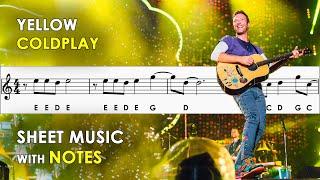 Yellow - Coldplay | Sheet Music with Easy Notes for Recorder, Violin Beginners Tutorial