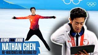 Nathan Chen reacts to his Beijing 2022 gold medal-winning free skate!