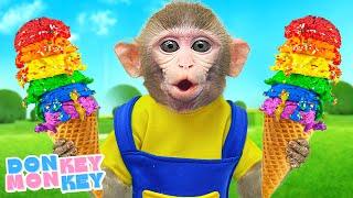  Rainbow Ice Cream  Fruits and Colors | Donkey Monkey - Nursery Rhymes