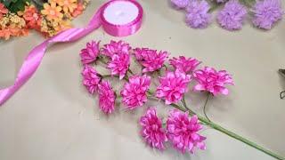 DIY| How To Make satin Ribbon Flower | flower Bouquet #satinribbonflowers