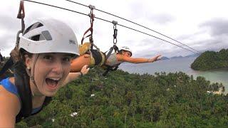 FLYING OVER EL NIDO  INSANE CRAZY ZIP LINE PHILIPPINES VLOG