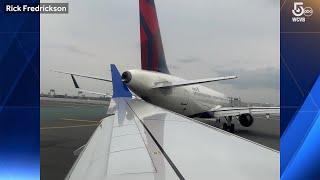 Winglet of United plane hits Delta plane at Boston's Logan Airport