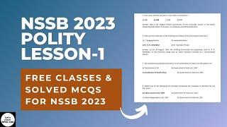 NSSB 2023 Polity Lesson- 1  | Free Classes & Solved MCQs