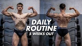 MY DAILY ROUTINE TO GET SHREDDED + BACK DAY | 5 WEEKS OUT