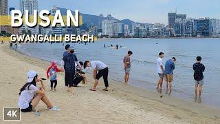 Busan Gwangalli Beach in the Summer Season, Seaside Cafes and Pubs, Gwangan Bridge | 4K Korea Tour