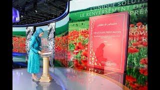 Maryam Rajavi paying tribute to the Resistance’s martyrs at the FreeIran Gathering