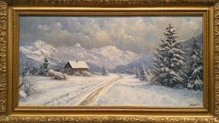 christmas Frame TV Art Snow Landscape 4K  2h Vintage OilPainting TV Background  Winter Ambience