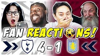 SPURS FANS GO WILD REACTION TO TOTTENHAM 4-1 ASTON VILLA | PREMIER LEAGUE FAN REACTIONS