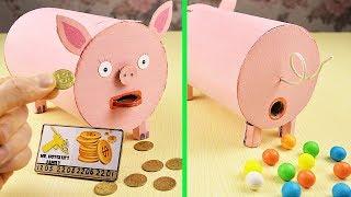 WOW 2 in 1! diy piggy bank jar ideas Credit Card + funny Gumball Vending machine!