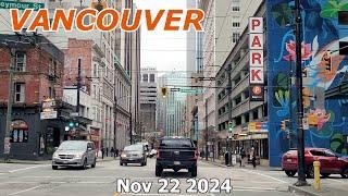 DOWNTOWN VANCOUVER CANADA 4K - City Driving Tour in Fall 2024