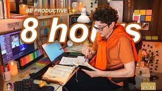 STUDY WITH ME LIVE | 8 HOURS  Harvard Alumnus, Chill Work With Me, Rain Sounds, Pomodoro Timer