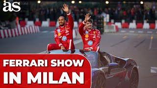 HAMILTON and LECLERC put on a SHOW for FERRARI fans in Milan