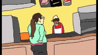 Girl freaks out over pizza! cartoon version