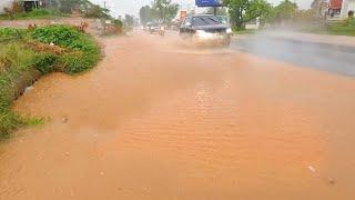 A Heavy Rain! Massive Flood Street And Blocked Culvert Drain