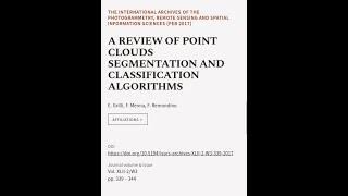 A REVIEW OF POINT CLOUDS SEGMENTATION AND CLASSIFICATION ALGORITHMS | RTCL.TV