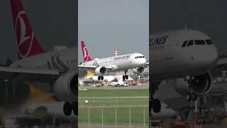 Turkish Airlines Airbus A321 Landing at Stuttgart Airport