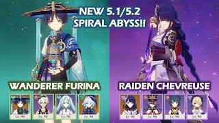 NEW 5.1 5.2 Spiral Abyss!! Wanderer Furina Hypercarry & Raiden Chevreuse  Floor 12 Genshin Impact