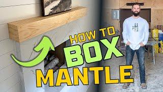 How to build a box mantle for a fireplace! Easy DIY build and install with mitered cuts and glue!!