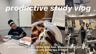 Productive study vlog : studying Japanese, HUGE book haul and current read review