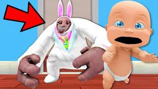 Baby Escapes EVIL EASTER BUNNY!