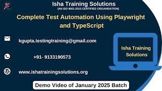 Playwright and TypeScript Demo Video on 2nd January 2025. Contact us on +91-9133190573 to enroll.