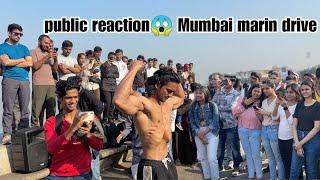 when bodybuilder go shirtless mumbai marine drive || girl reaction crazy ||