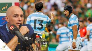 Argentina coach Felipe Contepomi reacts to losing to the Springboks before storming out