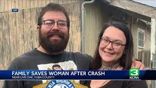 Marysville family saves woman from overturned car in canal, CHP says