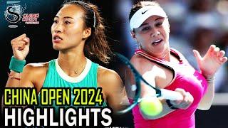 Qinwen Zheng vs Amanda Anisimova Round 4 Highlights | Beijing 2024