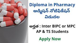 Diploma in Pharmacy Admission notification 2022 released latest update | teluguprapancham