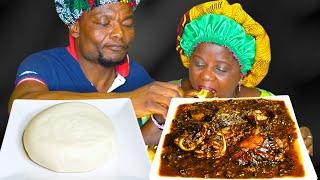 Always feeding me with POUNDO YAM AND BLACK SOUP ASMR MOUTH SOUND AFRICAN FOOD MUKBANG