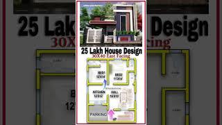 "25 Lakh Home Design: 30x40 East Facing House Plan & 3D Elevation"