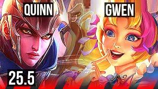 QUINN vs GWEN (TOP) | 71% winrate, 7 solo kills, 4k comeback, Dominating | KR Master | 25.5