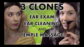 3 Clones Ear Exam, Cleaning, & Face Massage (ASMR Personal Attention Role Play)