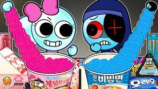 Dandy's World - Poppy VS Astro Convenience Store PINK BLUE MUKBANG | ROBLOX Animation | ASMR