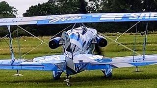 Biplane JET ENGINE spool up with flames Incredible propeller & jet engines start and taxi JET PITS