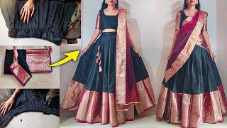 Perfect pleated lehenga skirt cutting stitching for beginners step by step | lehenga skirt stitching