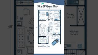 30’×45’ House Plan, 30 by 45 Home Plan, 30*45 House Plan, East Facing 3BHK & Parking #houseplan