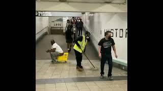 Homeless Man POOPS In MOP Bucket In NYC Subway