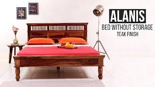 Bed Without Storage: Shop Alanis Bed Without Storage (Teak Finish) Online From  Wooden Street