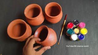 4 Easy Matki Painting Ideas | DIY Pot Decoration