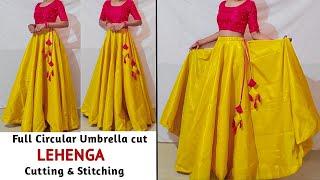 How To Convert Old Saree into Lehenga | Full Circular Umbrella cut Lehenga skirt cutting & stitching