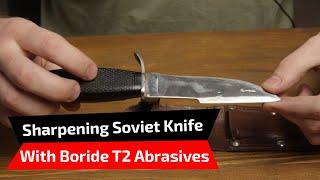 Sharpening Soviet Knife With Boride T2 Abrasive Sharpening Stones On The K03 Sharpening System