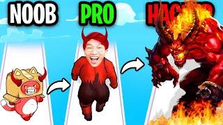 NOOB vs PRO vs HACKER In MONSTER EVOLUTION RUN!? (ALL LEVELS!)