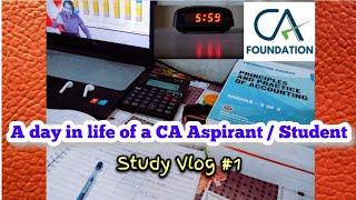 A day in life of a CA Aspirant / Student || Study vlog#1 | #aslamparwez #cafoundation  #icai